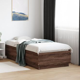 vidaXL Estructura De Cama Madera De Ingenier&iacute;a Marr&oacute;n Roble 90x190 Cm Vidaxl