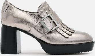 AllSaints Cow Leather Zia Studded Leather Heeled Loafers, Size: UK 4/ US 7/ EU 37