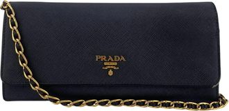 Prada Black Saffiano Chain/Shoulder Wallet (Pre-Owned)