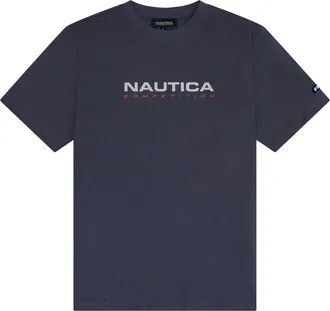 Nautica Heren Wadi borst Logo Regular T-shirt (Houtskool)
