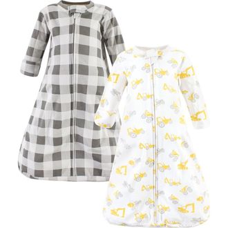 Hudson Baby Cotton Long-Sleeve Wearable Sleeping Bag in Construction Vehicles Long at Nordstrom