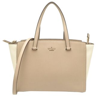 Kate Spade New York Beige White Leather Tote Bag (Pre-Owned)