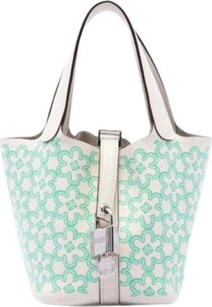 Herm&egrave;s Pre-owned Picotin Lock 14 - Dames - Vintage Tas - Wit - ONE Size - Leer - Vintage