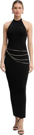 H&eacute;rve L&eacute;ger Kleedjes, Dames, Zwart, XS, Nylon, Sybil Draped Chain Gown
