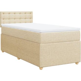 vidaXL Cama Box Spring Con Colch&oacute;n Tela Color Crema 80x200 Cm Vidaxl