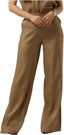 Aaiko Shimmery Wide Leg Broek - Dames - Wijde Broeken - Groen - XL - Broeken