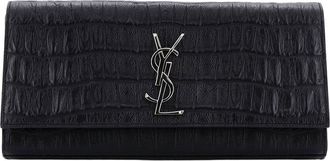 Saint Laurent Classic Monogram Clutch Crocodile Embossed Long (Authentic Pre- Loved)