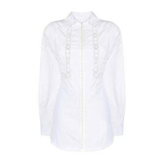 Marine Serre Dames, Blouses & Shirts, Wit, Maat: XS Linnen