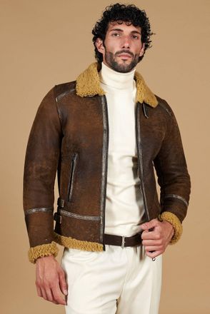D'Arienzo Montone shearling testa di moro uomo collo camicia con fibbia DArienzo, Seleziona Taglia 44, Colore Testa di moro