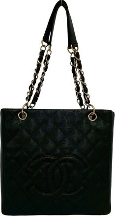 Chanel Black Grained Calfskin Tote Bag (Pre-Owned)