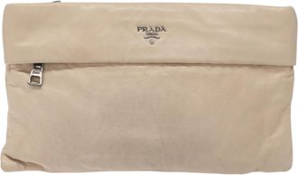 Prada Beige Leather Clutch Bag (Pre-Owned)