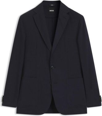 BOSS Patterned slim-fit jacket in a wool blend