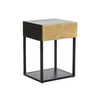 DKD Home Decor Mesita De Noche - Metal Y Madera - Dorado - 35 X 40 X 55 Cm