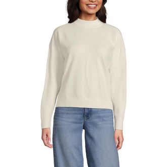 Lands End CashTouch Drop Shoulder Mock Neck Sweater in Off White at Nordstrom, Size X-Small