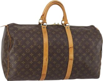 Louis Vuitton Keepall Bag Monogram Canvas Brown Canvas Bag (Pre-Owned)
