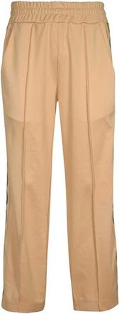 GCDS Elastische track pants met achterlogo - Heren - Straight fit broeken - Beige - XL - Polyester - Broeken
