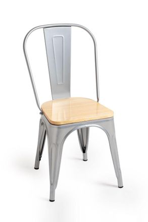 Regalos Miguel Sillas Comedor - Silla Torix Madera Natural - Gris Metalizado