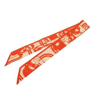 Herm&egrave;s Pre-owned Scarves, female, Orange, Size: ONE SIZE Pre-owned Brides De Gala Shadow Twilly Scarf