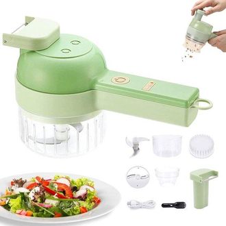 OEM Cortador Y Picador De Verduras Multifuncional, El&eacute;ctrico E Inal&aacute;mbrico, Dise&ntilde;o Ergon&oacute;mico, Procesador Alimentos Port&aacute;til, Recargable Usb, Verde