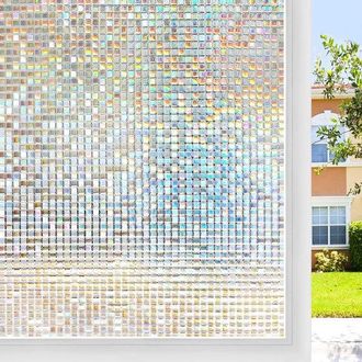 No Brand Pel&iacute;cula Para Ventanas Con Dise&ntilde;o De Vidrieras De Mosaico Arco&iacute;ris, Removible, Sin Adhesivo, Con Fijaci&oacute;n Est&aacute;tica Y Protecci&oacute;n Uv, 15.75 X 78.7 Pulga