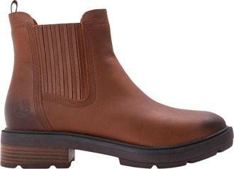Timberland Leren Chelsea-laarzen met blokhak voor dames (Medium Bruin)