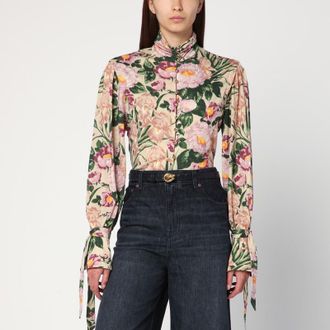 Chloé Turtleneck jersey wool sweater with floral print