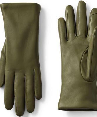 Lands End EZ Touch Screen Cashmere Lined Leather Gloves in Olive Drab at Nordstrom, Size X-Large
