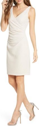 Eliza J Ruched Shimmer Cocktail Dress in Champagne at Nordstrom, Size 6