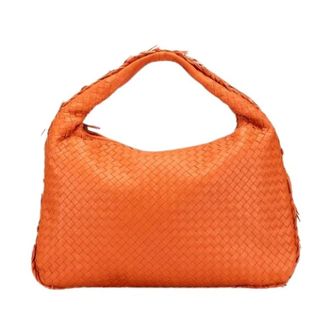 Bottega Veneta Pre-owned Shoulder Bags, female, Orange, Size: ONE SIZE Pre-owned Woven Nappa Hobo Bag