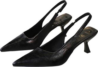 Generic Women Print High Heel Pumps Summer Elegant Party Spaghetti Pointed Toe Dress Shoes Black