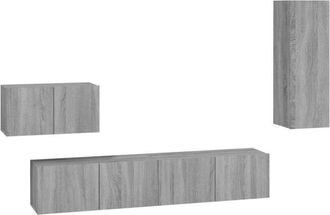 vidaXL 4 Piece tv Cabinet Set Grey Sonoma Engineered Wood Vidaxl