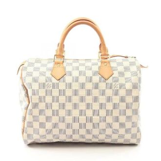 Louis Vuitton Pre-owned Speedy30 Damier Azur PVC Coated Canvas Leather Handbag - Dames - Pre-owned - Wit - Maat: ONE Size Leer