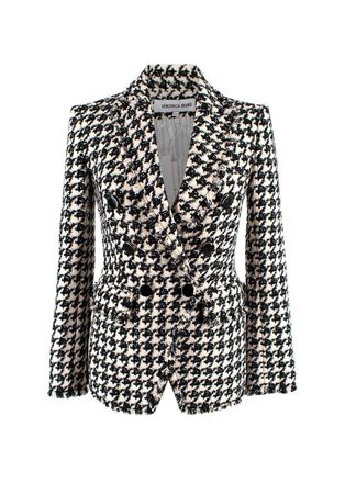 Veronica Beard Black and Ivory Houndstooth Tweed Blazer Size XXS
