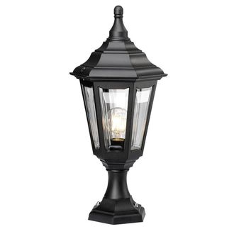 Netlighting Kinsale 1 Light Outdoor Coastal Pedestal Lantern Black IP44 E27