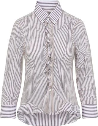 Maison Margiela Overhemden, Dames, Veelkleurig, M, Katoen, Rode Shirt Chic Design Aw 25