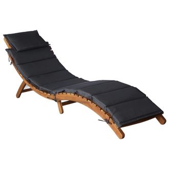 vidaXL Vidaxl - Tumbona Con Coj&iacute;n Madera Maciza De Acacia Gris Oscuro