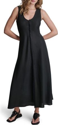 DKNY Fray Linen Dress in Black at Nordstrom, Size Xx-Small