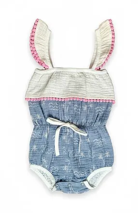 Miki Miette Willa Bubble Romper in Denim Blue at Nordstrom, Size 12-18M
