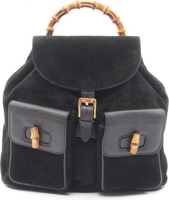 Gucci Black Suede Leather Backpack (Pre-Owned)