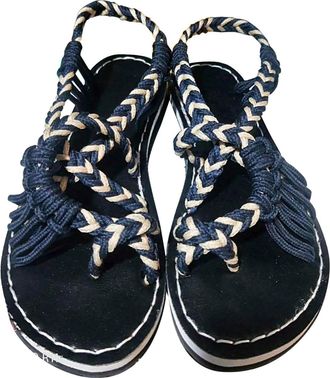 Generic Leather Sandals Women Sandals Womens Flat Strap Large Size Color Matching Knot Sandals Womens 2023 New European And American Beach Slip On Flat Sandal