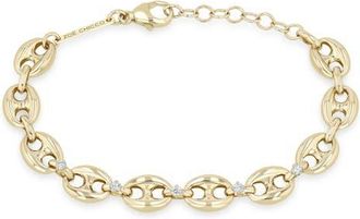 Zo&euml; Chicco 14K Gold Diamond Large Mariner Link Bracelet in 14K Yellow Gold at Nordstrom, Size 7
