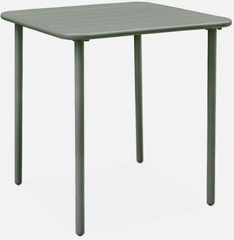 Sweeek Sweeek - Mesa de jardín metálica de 2 plazas, Amelia 70cm, Savane, 70x70x72.5 cm