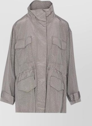 Pinko drawstring waist parka strass