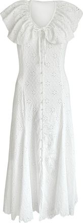 Brunna.Co The Padar Embroidery Midi Dress in White at Nordstrom, Size Medium