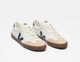 Veja Volley Leather Womens White/Navy Trainers - Size UK 8.5