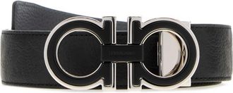 Ferragamo Black Logo Buckle Reversible Belt