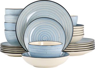 Elama Gia 24 Piece Round Stoneware Dinnerware Set