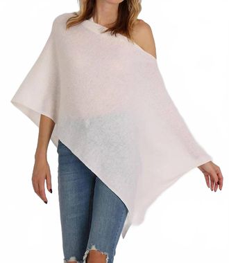 Minnie Rose Cashmere Ruana Shawl Top In White