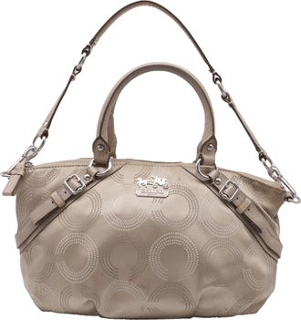 Coach Madison Dotted Op Art Sophia Satchel in Beige