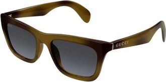 Gucci Rechthoekige Zonnebril - Heren - Zonnebrillen - Bruin - 53 MM - Nylon - Accessoires